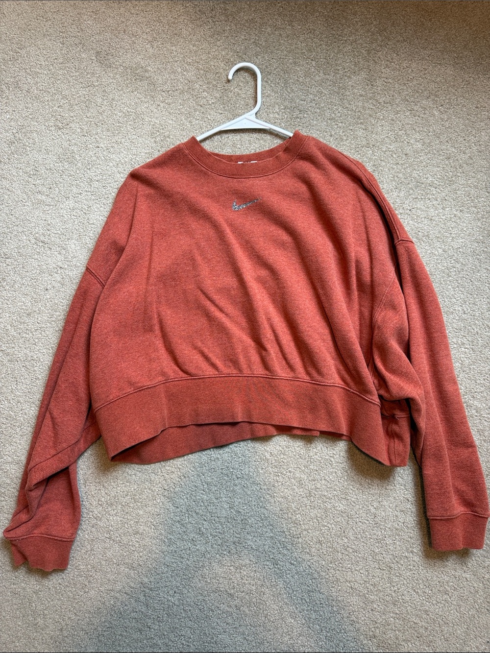 Nike Rust Orange Cropped Crewneck Sweatshirt